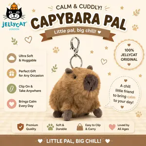 Jellycat Calm & Cuddly Capybara Pal Keychain – Little Pal, Big Chill, Ultra Soft Plush Charm