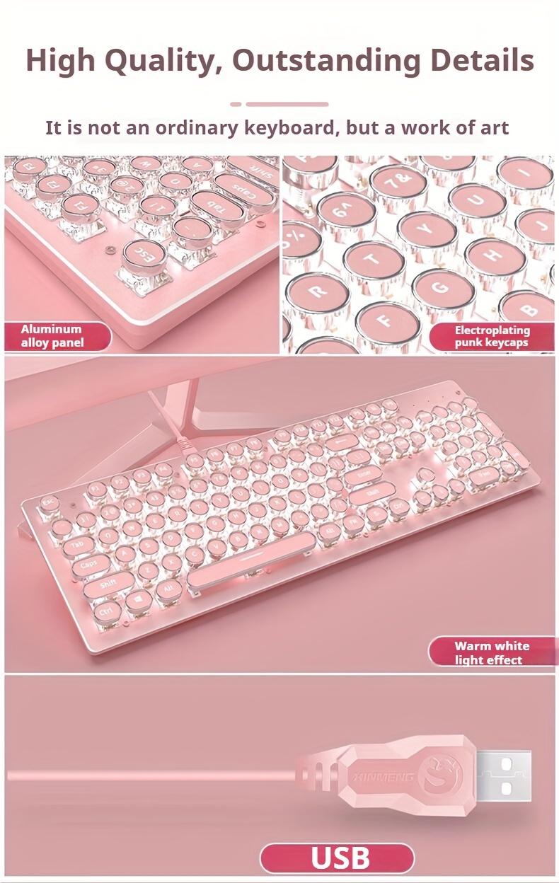 Pink Gaming Keyboard - Typewriter Style