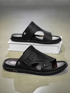 1 Pair Men's Trendy Summer 2-Way Sandal Slippers Non-Slip Durable Soft Cushion Wear-Resistant Sole For Daily Casual Wear Flat Sandals