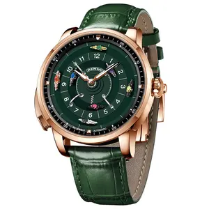 PINDU New Original Design Competitive Horse Racing Watches NH35A Sapphire Stainless Steel Luminous Leather Mechanical Watch Men