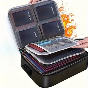 Secure Fireproof Document Holder with Lock and Money Pocket -Multi-layer Storage for Documents, Passports and Certificates - Portable Organizer for Home, Office, and Travel - Fireproof File Folder, Files Organizer, Paper Organizers