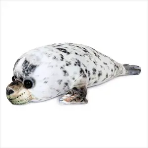 Real Planet™ White & Black Harbor Seal Realistic Plush Stuffed Animal