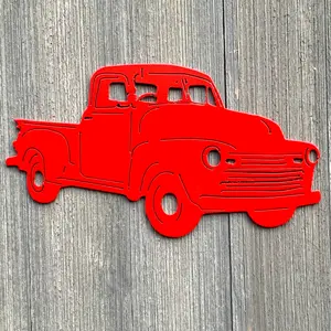 Classic Chevy Pickup Metal Sign Cutout - Vintage Chevy Truck Powder Coated Metal Sign - Nostalgic Design for Car Enthusiasts
