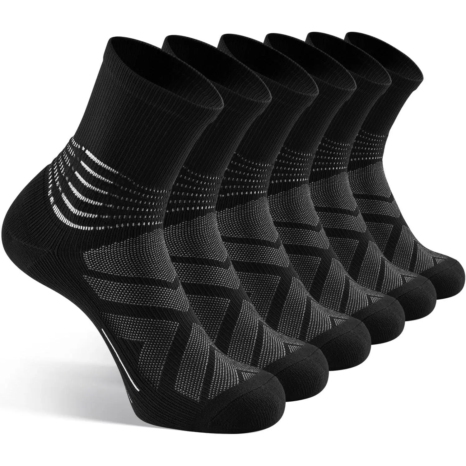 3 Pairs Coolmax Compression Athletic Crew Socks for Men and Women, Ankle and Arch Support for Plantar Fasciitis Relief, Running, Hiking, Compression Athletic Socks, 6 Targeted Compression Rings, Advanced Mesh Knitting Technology