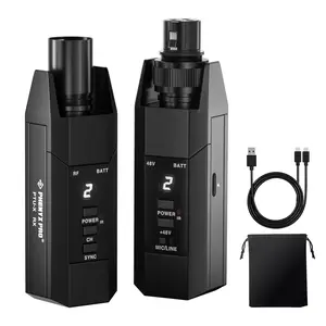Phenyx Pro Plug-on XLR Wireless Transmitter Receiver System, Wired-to-Wireless Microphone System w/ 16 UHF Frequencies, XLR Microphone Adapter for Both Dynamic Mic and Condenser Mic (PTU-X)