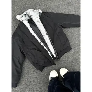 Men's Vintage Faux Fur Hooded Long Sleeve Parka Coat - Thick, Loose Gothic-Subculture Casual Menswear Outwear Jacket