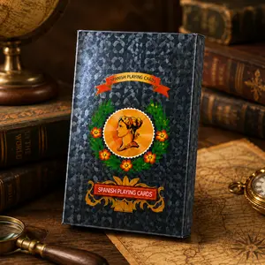Spanish Playing Cards – Original Cartas Españolas, Baraja Española, Waterproof Briscas Cards, Puerto Rico & Mexican, Plástico Black, 2 Pack