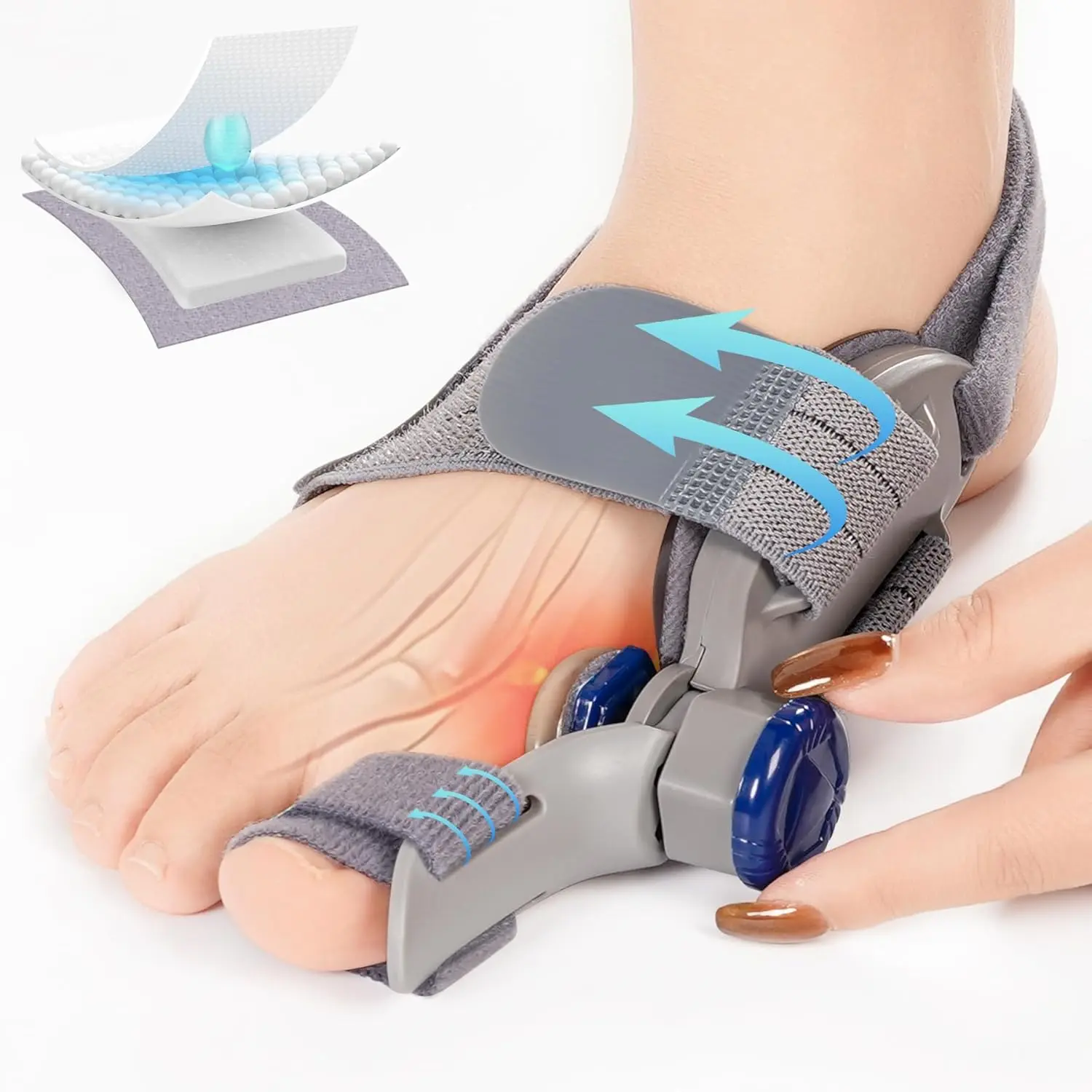 New Upgrade Treatmedy Bunion Corrector for Women & Men, Adjustable Bunion Fix Splint with Silicone Pad - Big Toe Straightener for Hallux Valgus Pain Relief, Fits Left/Right Feet (Day & Night Wear), Foot