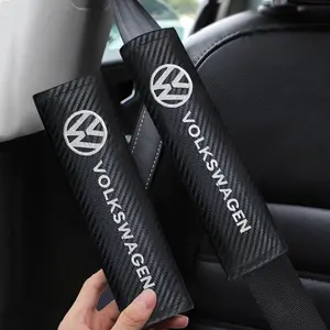 2Pcs/Set Leather Carbon fiber Car Seat Belt Shoulder Cover Protection Pads For Volkswagen VW Golf 4 5 6 7 Polo Passat Magotan Tiguan Scirocco CC Touareg Touran Jetta Car Interior Accessory Auto Accessories