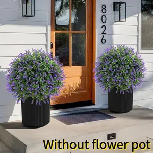 Artificial Lavender Topiary Balls, 24.4 Inch UV-Resistant Faux Flowers, Plants, No-Fade Outdoor Decoration for Gardens & Patios