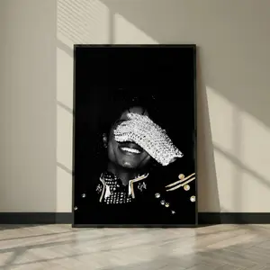 Michael Jackson Wall Art Poster, Iconic Pop Legend Glove Portrait Print, Music Icon Black Minimalist Art (Unframed)