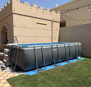 Rectangular Ultra XTR Frame Above Ground Pool w/ Sand Filter Pump - 18' × 9'x 52"