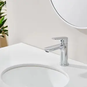 Zinc Alloy Bathroom Faucet, Modern Simple Style Bathroom Sink Faucet with Water Supply Hose, Bathroom Accessories for Home Hotel