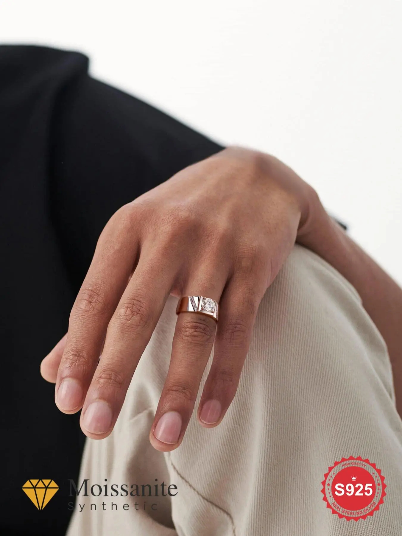 S925 Sterling Silver Men's Elegant Minimalist Promise Ring, Exquisite Trendy Engagement Ring, Fashionable Jewelry Accessories for Men As Gift