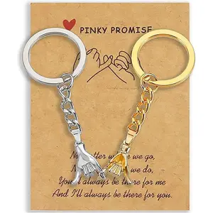 September S 2pcs Pinky Promise Gift Matching Couple Gifts Valentines Day Gifts for Him Her Boyfriend Girlfriend Best Friend Matching Keychains for Couples Wife Husband Birthday Gifts
