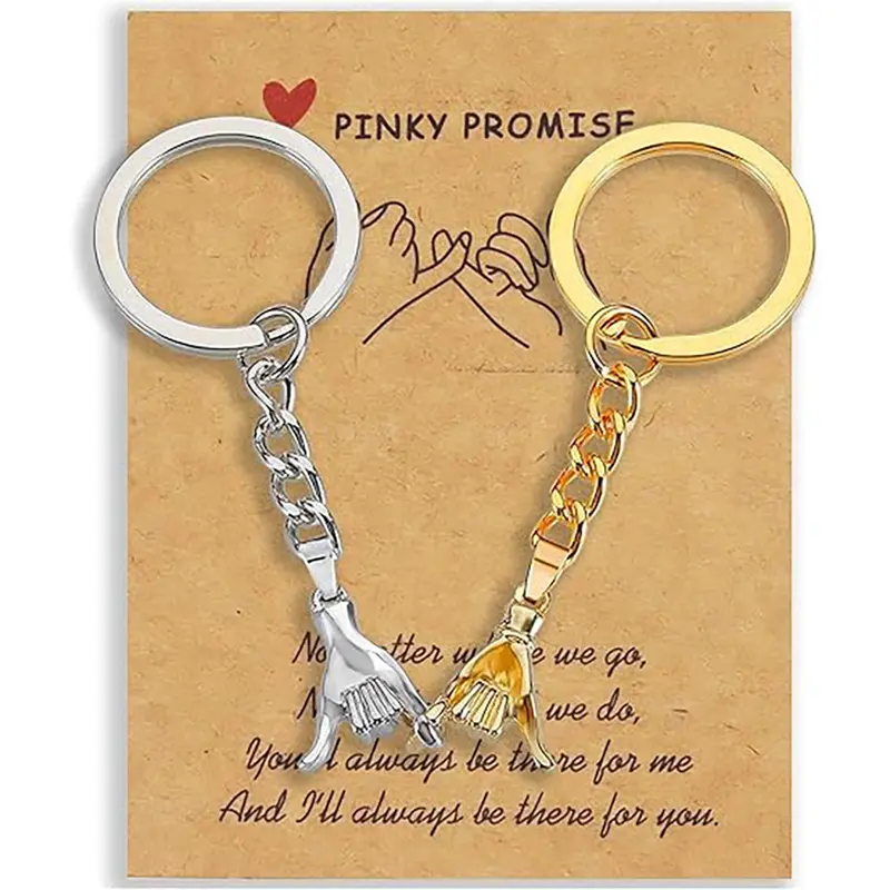 September S 2pcs Pinky Promise Gift Matching Couple Gifts Valentines Day Gifts for Him Her Boyfriend Girlfriend Best Friend Matching Keychains for Couples Wife Husband Birthday Gifts