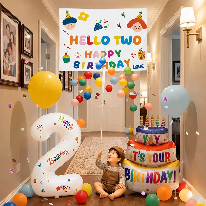 Balloon drop for kids birthday on door,Birthday Party Decoration for kids,Happy Birthday balloon drop birthday banner Birthday backdrop，birthday banner personalized
