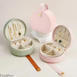 Decorative Compact Semicircle Jewelry Organizer Box, Portable Handbag Case with Cover for Earrings, Necklaces, Rings, Ideal Home Storage Gift for Sports & Outdoor Gym Bag Users