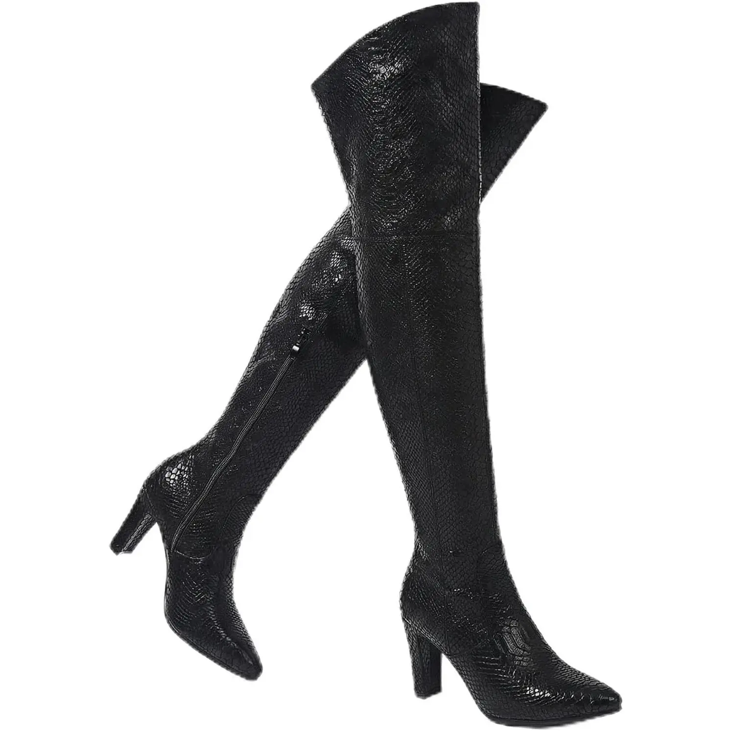 Women Over The Knee Boots, Thigh High Boots with Chunky Heel & Side Zipper,Sexy Fall Boots Leopard & snake patterns