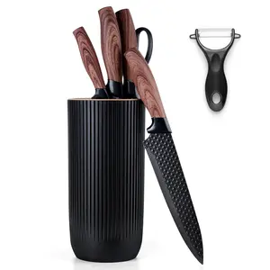 Vesteel Kitchen Knife Set of 7, Professional Stainless Steel Knives Set for Kitchen with Universal Knife Block