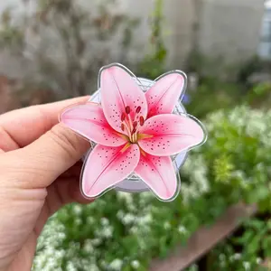 Pink Lily Flower MagSafe Phone Grip – Soft Floral Magnetic Pop Socket & Kickstand – Elegant Aesthetic Gift