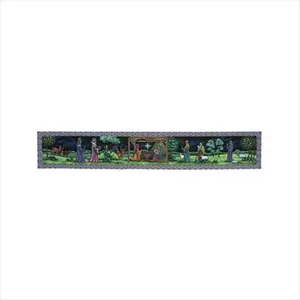 212 MAIN First Christmas Cotton Blend Table Runner - Nativity Scene, Manual Woodworkers and Weavers UBFI72, Black Pearl Stitching, Jacquard Weave, 13x72 in, No Tassels