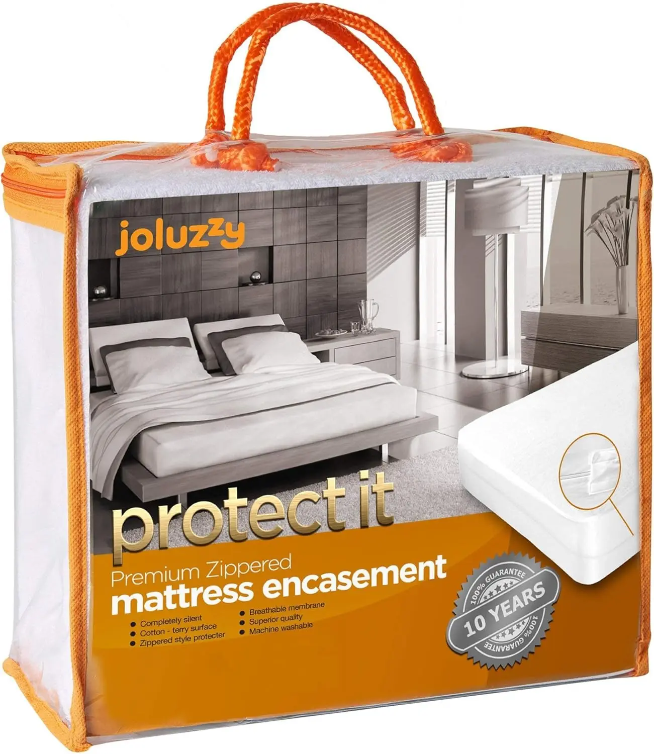Terry Cotton Mattress Protector, Six Side Zippered Mattress Encasement Cover, 13" Deep Pocket - Waterproof, Breathable, Soft and Noiseless (Full XL) | Mattress Encasement Cover 13" Deep Pocket - Waterproof, Breathable, Soft and Noiseless