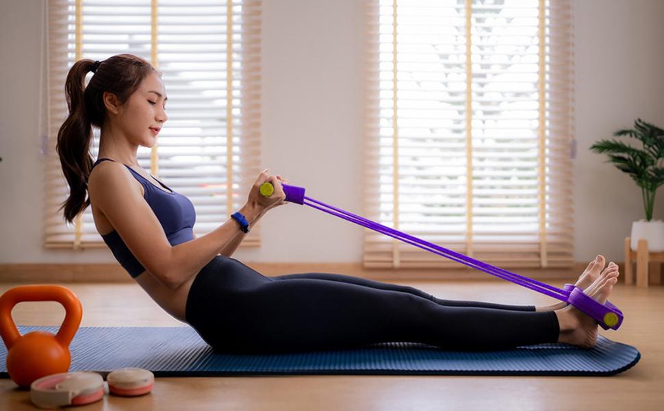 Full-Body Exercise Resistance Band, High-Tension Multi-Function Durable 8-Tube Pedal Resistance Band with Handle, Home Gym Fitness Equipment for Waist Arm Leg
