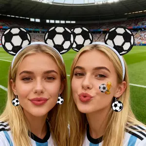 2026 World Cup Cartoon Headband, Toy Role-Play Accessory, Includes Earrings and Stickers