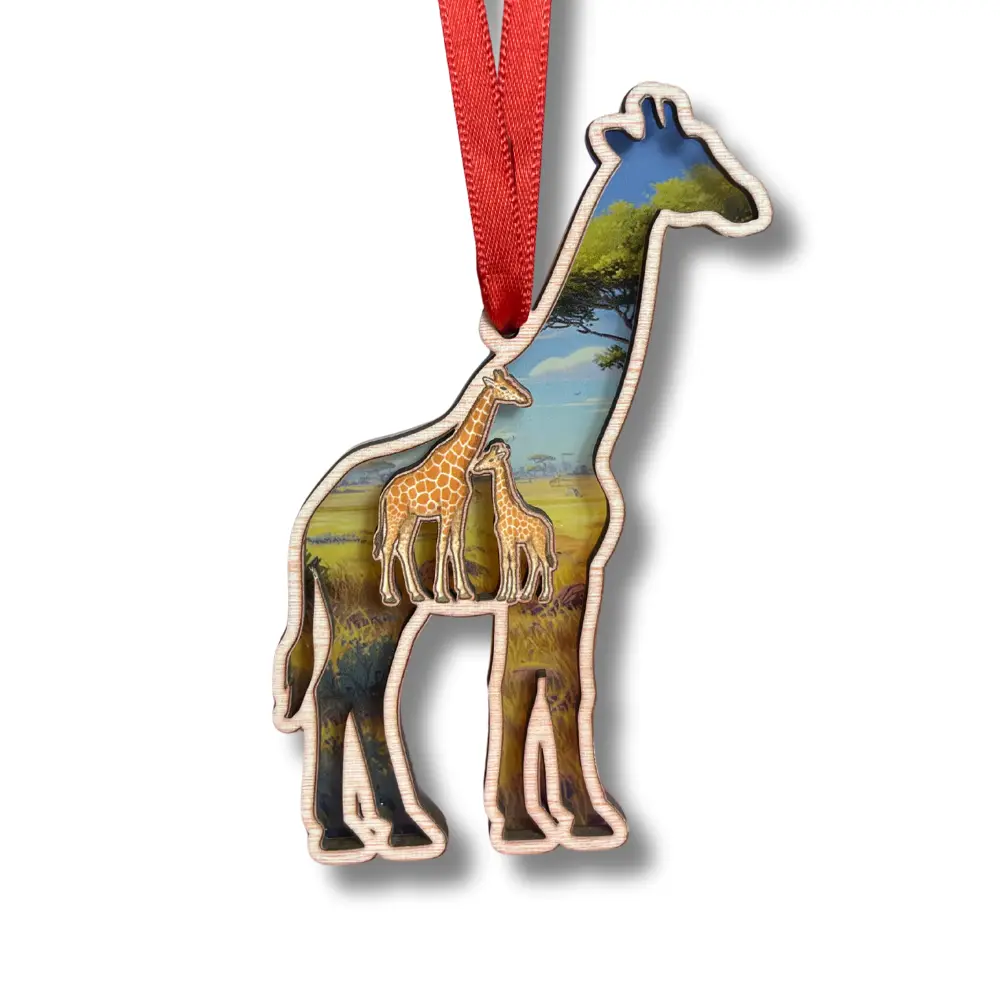 Giraffe Ornament, Cute Giraffe Christmas Ornament For Love Ones, Wooden And Acrylic Christmas Tree Decoration, Unique Safari Animal Lover Holiday Ornaments, Perfect Gift For Wild Animal Lovers