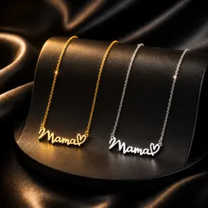 Personalized Mom Necklace for Women, Mother’s Day Gift for Mom, Engraved Letter Pendant Necklace, Fashion Simple MAMA Necklace, Elegant Romantic Jewelry Gift for Her, Birthday Anniversary Gift, Trendy Everyday Necklace