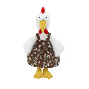 2026 New Cute Rooster Chicken Plush Toy with Floral Dress Soft Stuffed Animal Baby Kids Birthday Gift