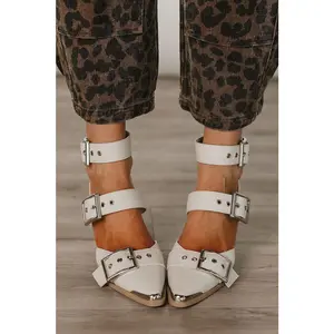 Hendrix Heels - White Pointed Toe Ankle Strap High Heels with Adjustable Velcro Closure & Premium Leather Upper for Summer Comfort