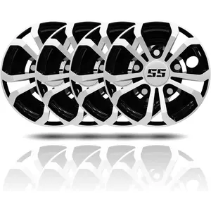 Golf Cart SS Wheel Covers Hub Caps for EZGO Club  Yamaha, 8 inch Golf Cart Hub Caps, Set of 4 Wheel Covers, Black and