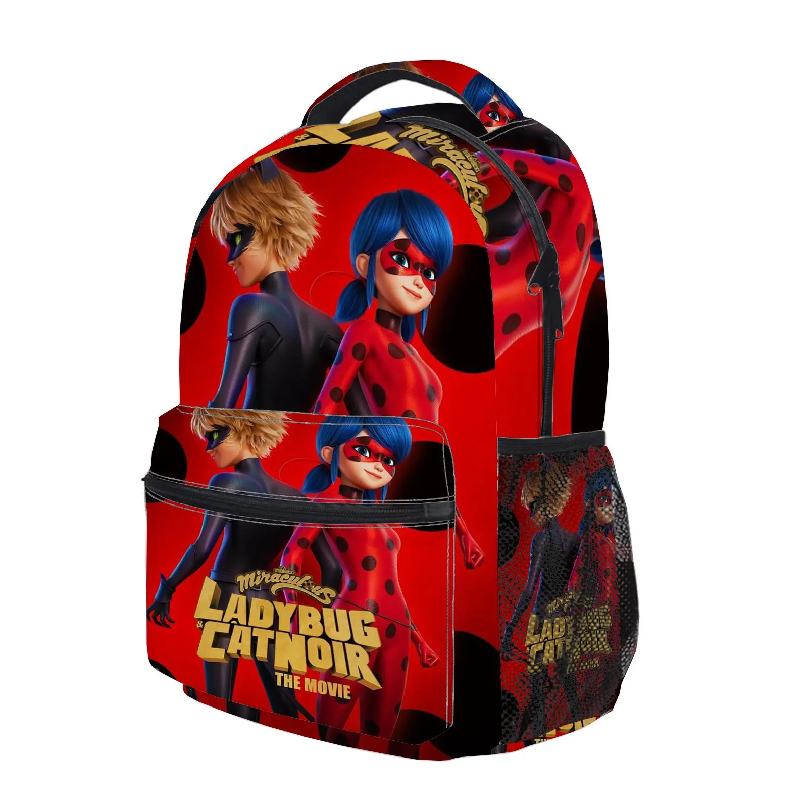 Miraculous Ladybug Y2K Fashion School Backpack for Teen Girls, Cute Cartoon Aesthetic Student Bookbag with Padded Shoulder Straps, Large Capacity Casual Daypack and Travel Bag for Kids L-101