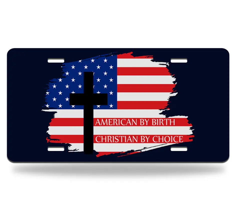 [PREMIUM] Yehwow Patriotic Christian Front License Plate, 6" by 12" Aluminum Religious Decorative Plate - Novelty Auto Tag for Cars, Trucks & SUVs