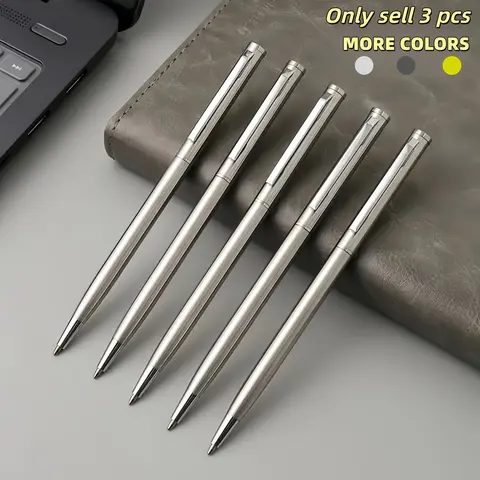 Stainless Steel Ballpoint Pen, 3 Counts Durable Ballpoint Pen, Smooth Writing Pen, Ink Pen, Work Pens, Office Stationery & Supplies, Gift Ideas, Office School Supplies, Stationery Set