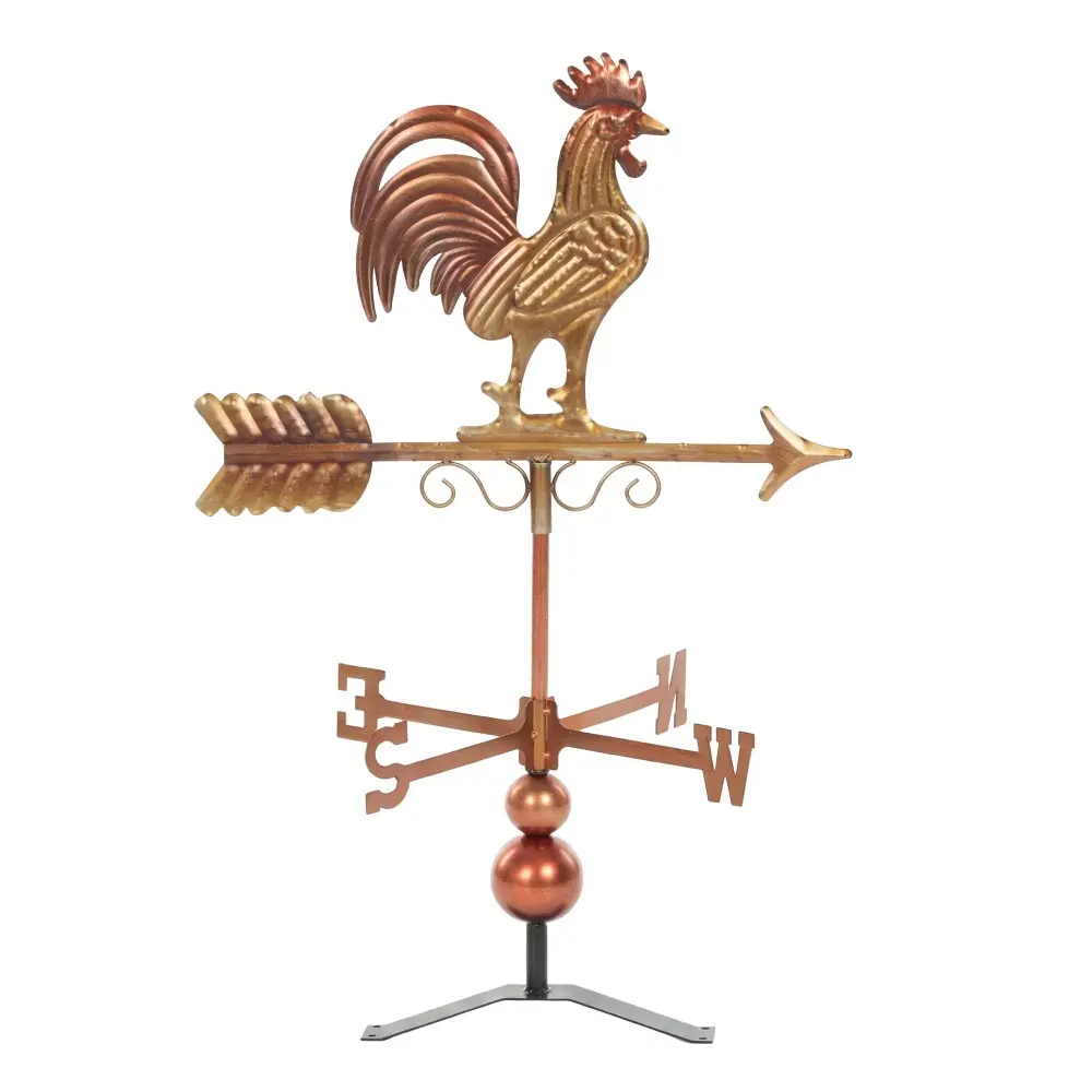 Rustic Metal Rooster Weather Vane - 18.9" L x 15.7" W x 28.7" H, 360° Rotation, All Seasons Farmhouse Roof Gazebo Wind Direction Indicator with Arrow, Father's Day Garden Decor Gift