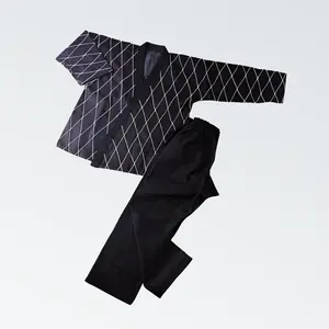Hapkido Uniform - Black With White Diamond Pattern Top