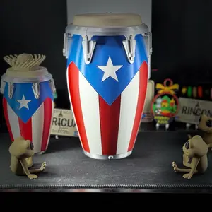 La Super Conga Puerto Rico Piggy Bank Colorful 3D Printed Design with Flag & wood color Drum Durable PLA Perfect for Cultural Events & Gifts  Ornaments Decor Lightweight 11 Inches