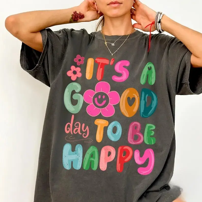 Comfort Colors It's A Good Day To Be Happy T-shirt, Retro Boho Hippie Shirt, Mental Health Shirt, Positive Inspiration Tee, Aesthetic Tee