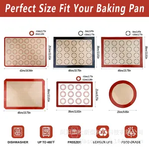 Heat Resistant Silicone Baking Mat Non Stick for Baking Pastry Macaron Roti Dough Rolling Mat Food Grade Reusable Baking Sheet for Oven
