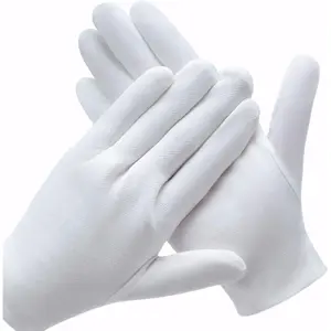 3 Pairs White Cotton Moisturizing Gloves – Eczema Relief, Dry Hands Treatment, Reusable Spa Gloves for Night Lotion, Work Glove Liners