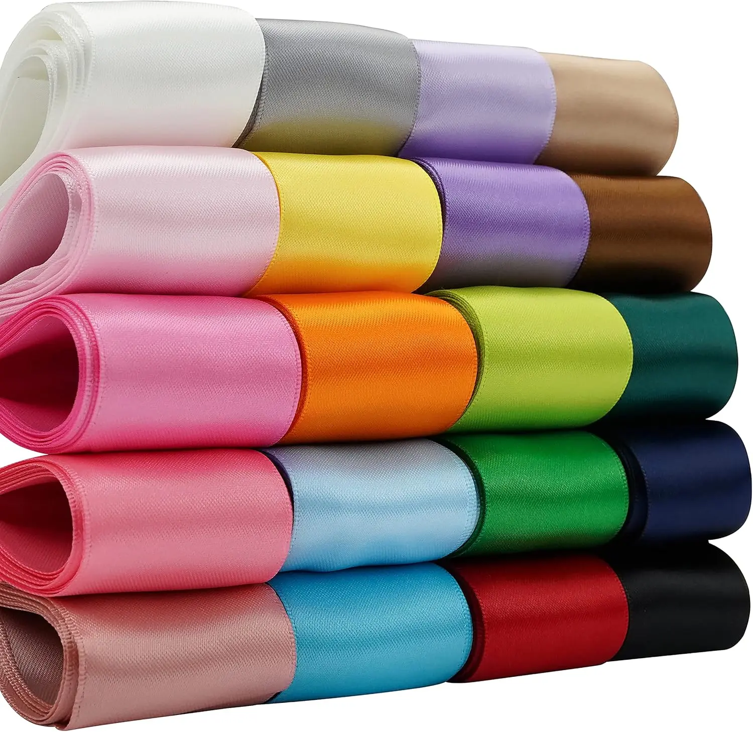 1-1/2 inch Satin Ribbon Assortment Colored Hair Ribbons for Sewing  Wrap Double  Satin Ribbon for Crafts, Hair Bows 20 Colors with 2 Yards Each, Total 40 Yards Per Package