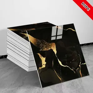 Marble Wall Stickers Set, Peel & Stick PVC Foam Tiles for Kitchen Bathroom Living Room, Blue, Non-Real Tile, 11.8x11.8 Inch