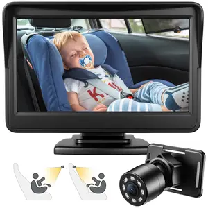 Car Baby Camera, 4.3'' HD Infrared Night Vision Function Baby Car Camera Display, Backseat Car Camera for Baby with 150° Wide View & 360° Rotatable Easy Installation in 5 Mins Baby Car Mirror