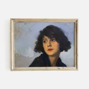 Antique Painting Wall Art Print, Moody French Woman Vintage Portrait Poster, Classic Home Decor Artwork, 5 Size, 8x12 to 27x40 inch, Room Decor, Unframed