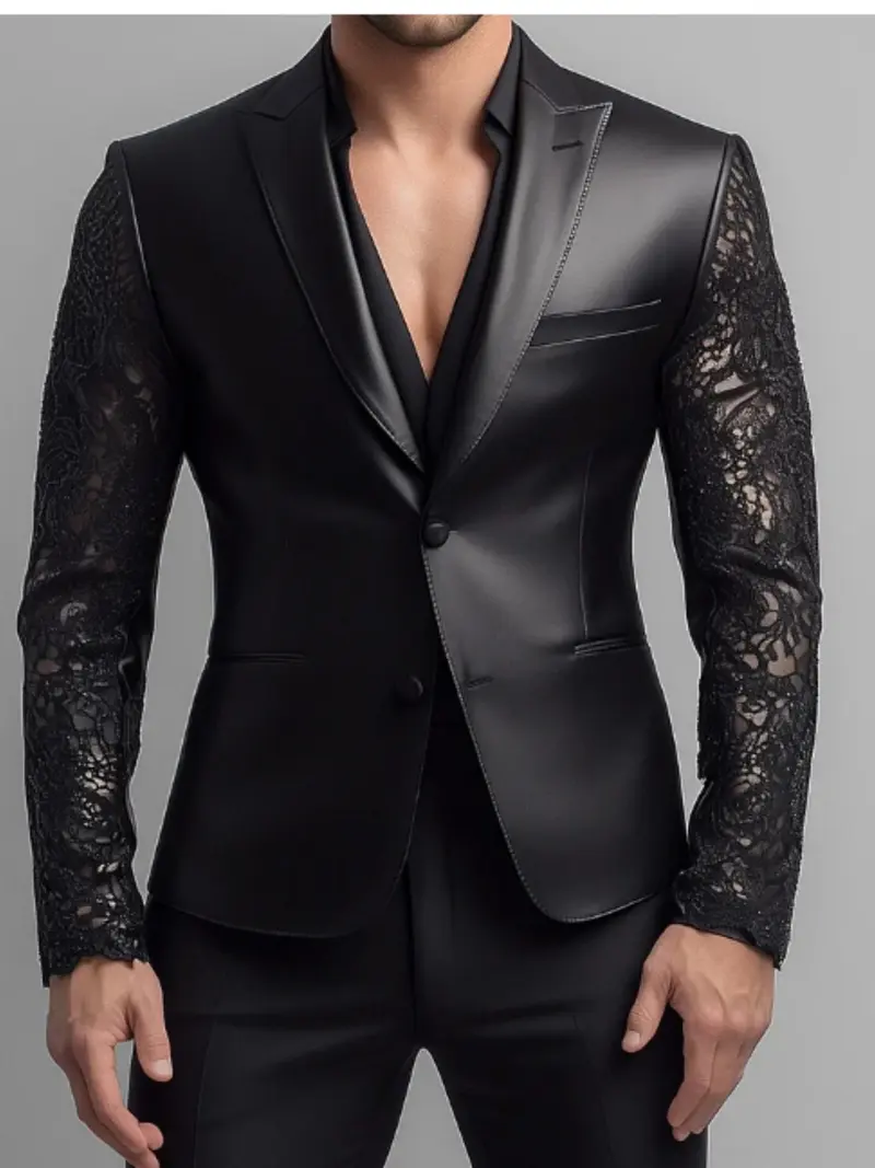 men's leather blazer jacket - TikTok Shop