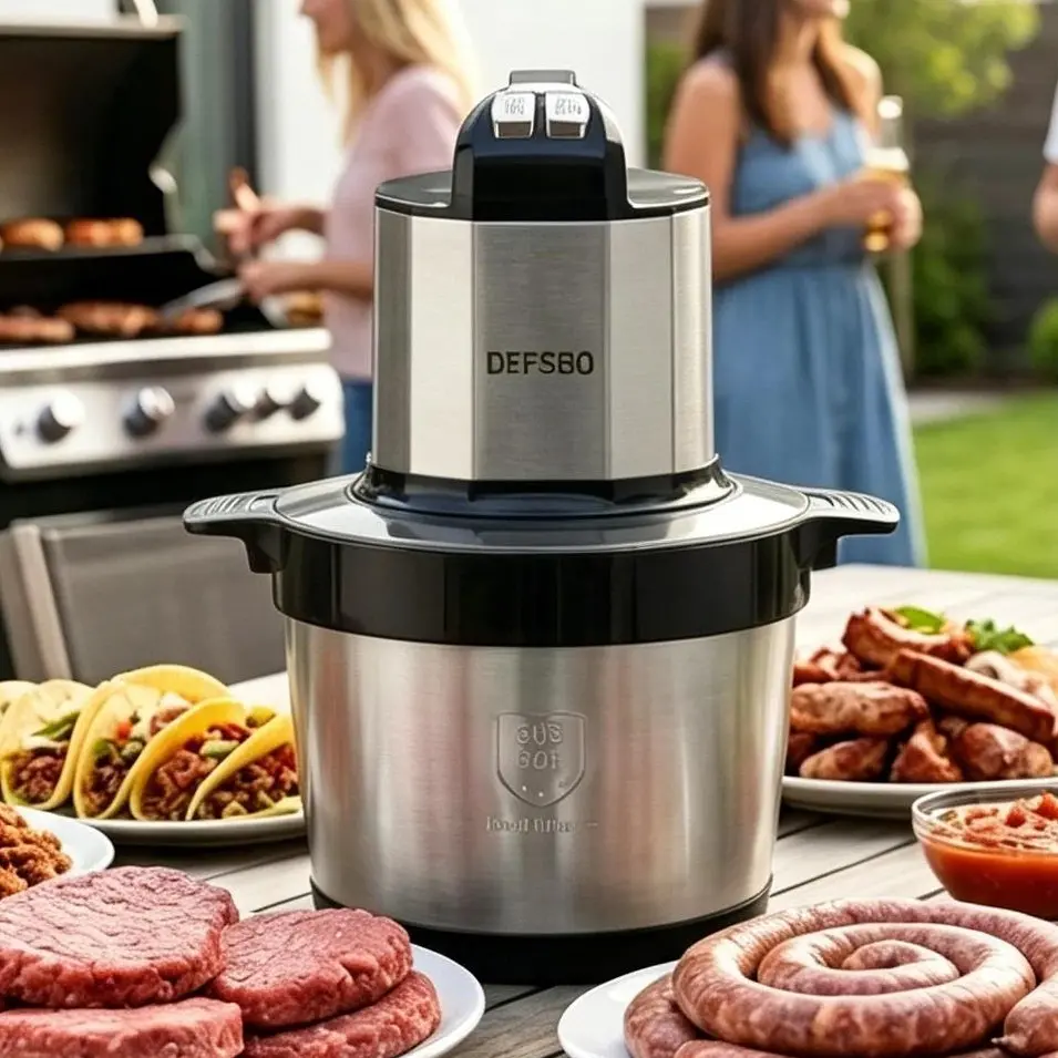 DEFSBO 6L Electric Meat Grinder, Stainless Steel Extra Large Food Processor for Kitchen, 3-Speed Stainless Steel Meat Chopper with 1000W Peak Motor, Dishwasher Safe for Meat, Vegetables, Garlic and Nuts