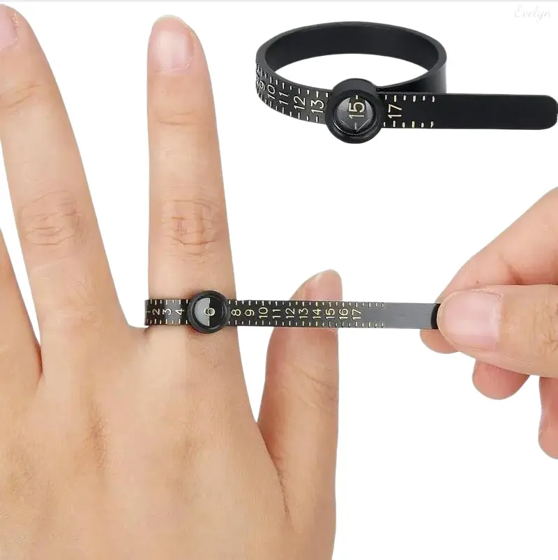 2pcs Adjustable Ring Sizer Belt, Plastic Finger Size Measuring Tool with US Sizes, Reusable Ring Gauge for Jewelry Shopping